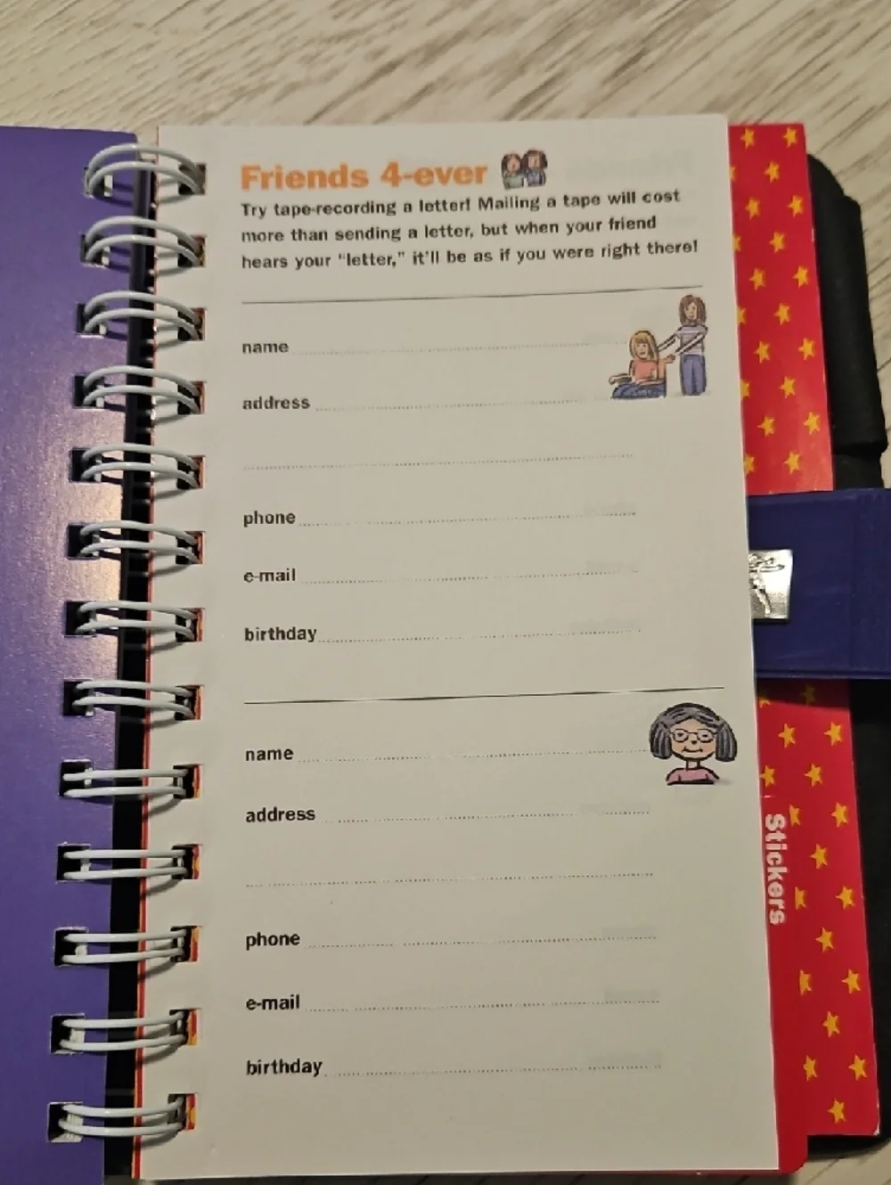 American Girl Purple Spiral Planner with Black Folio Circa 1997